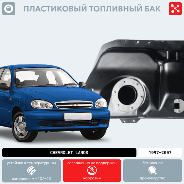 Купить Пластиковый топливный бак Chevrolet Lanos, 1997-2007 г.в. (BP) Пластиковый топливный бак Chevrolet Lanos, 1997-2007 г.в. (BP)