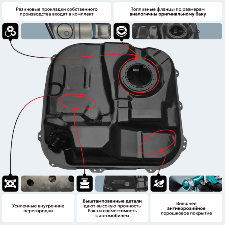 Топливный бак Kia Ceed (Дизель + Бензин), 2007-2012 г.в. (антикоррозия)